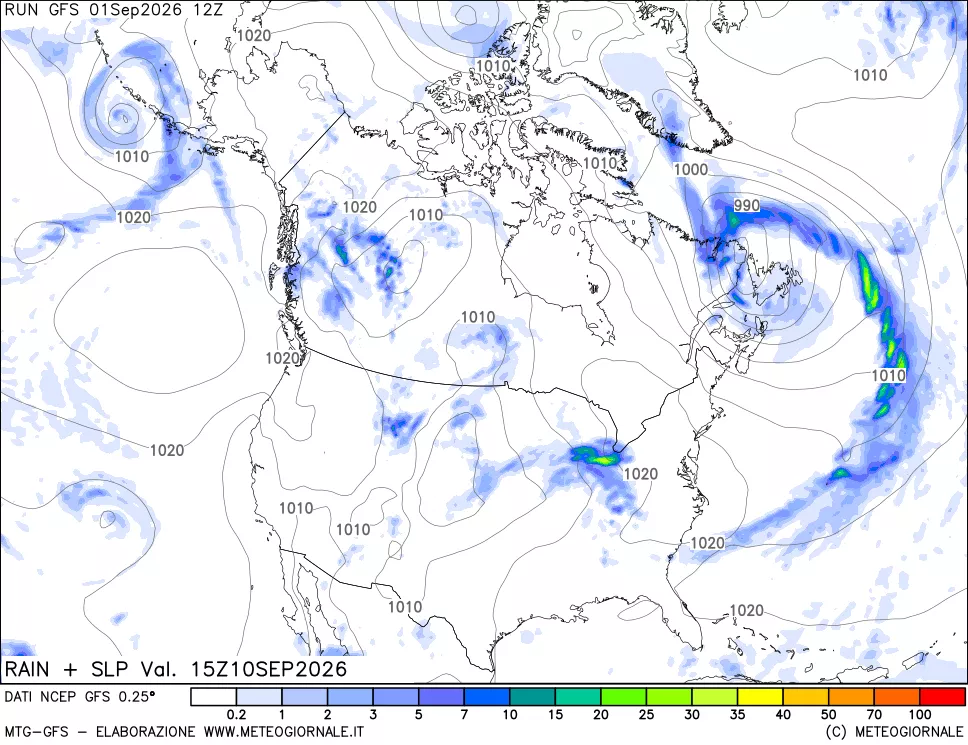 mappa Precipitazioni e pressione SLM