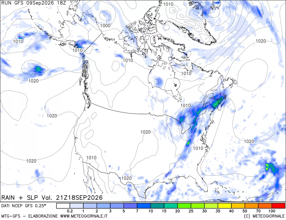mappa Precipitazioni e pressione SLM