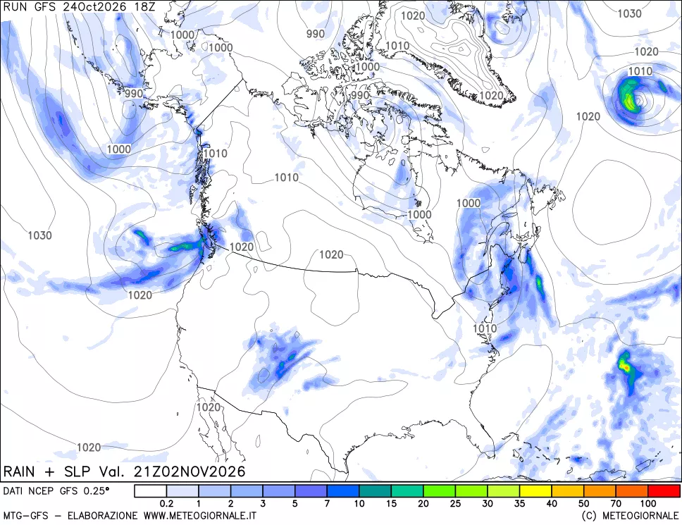 mappa Precipitazioni e pressione SLM