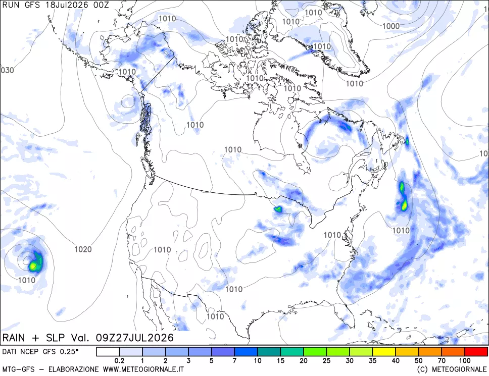 mappa Precipitazioni e pressione SLM