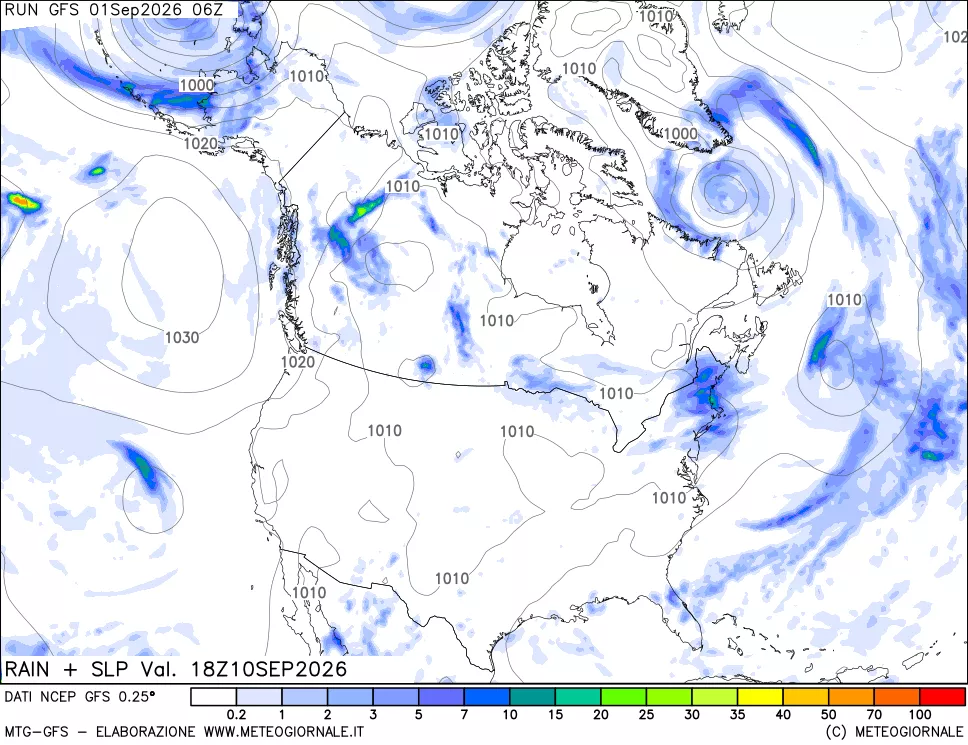 mappa Precipitazioni e pressione SLM