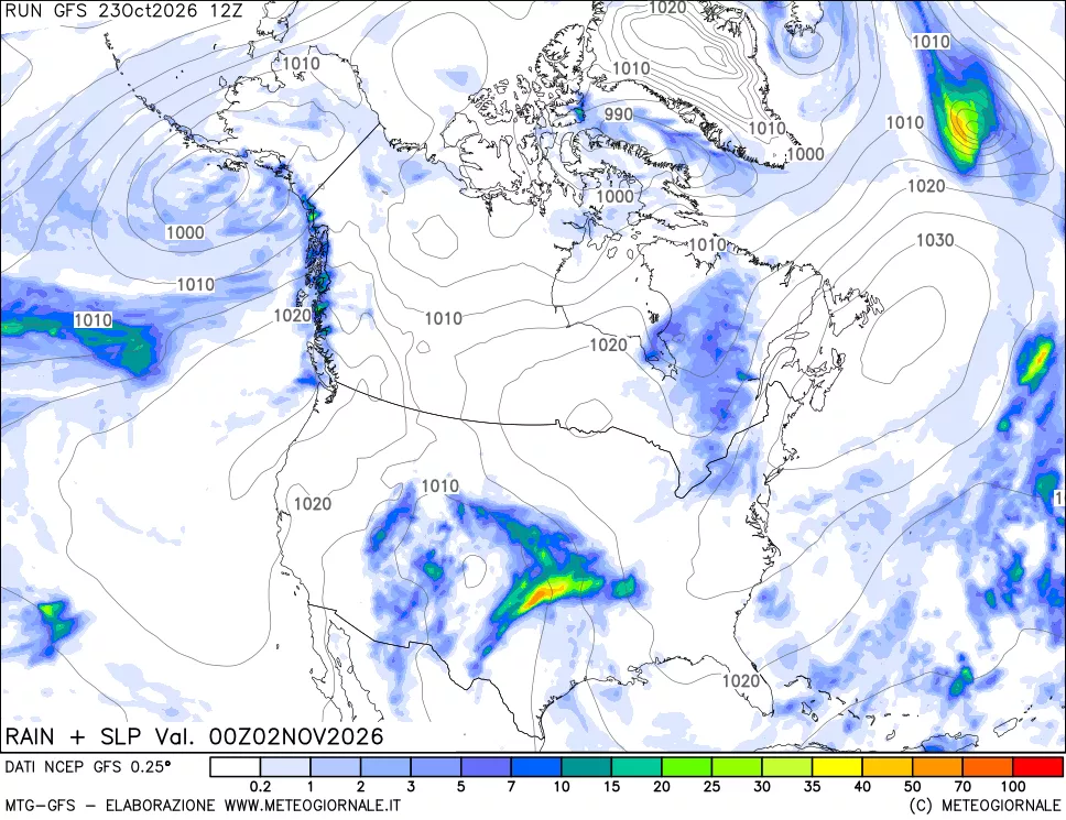 mappa Precipitazioni e pressione SLM