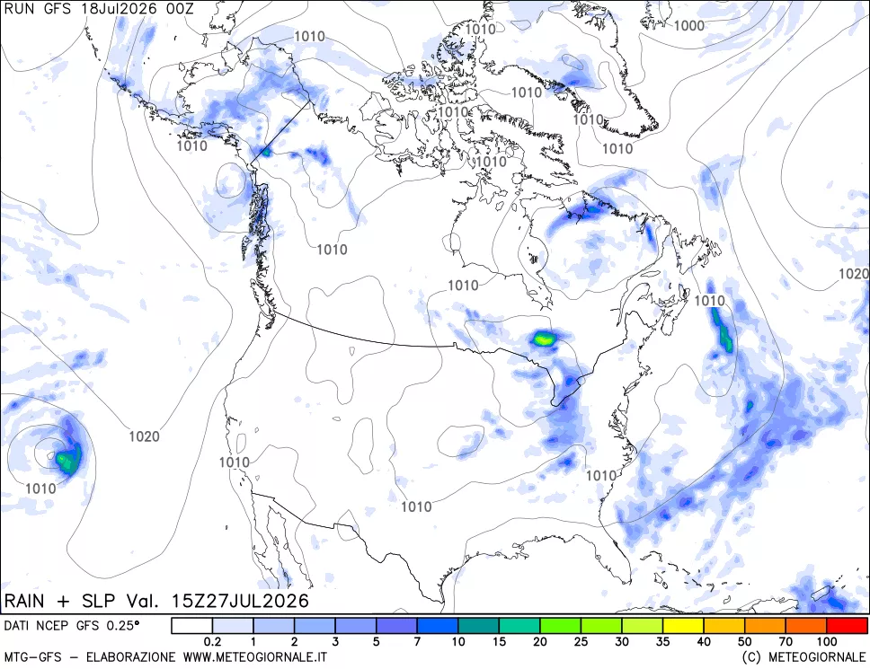 mappa Precipitazioni e pressione SLM