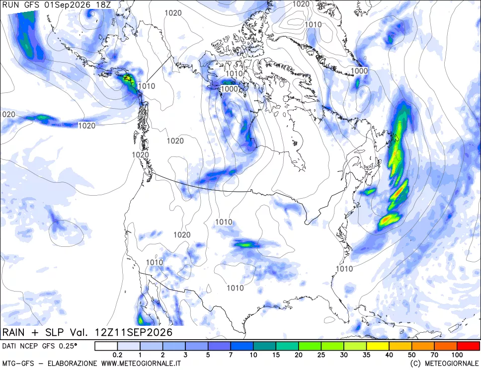 mappa Precipitazioni e pressione SLM