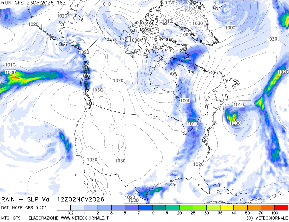 mappa Precipitazioni e pressione SLM
