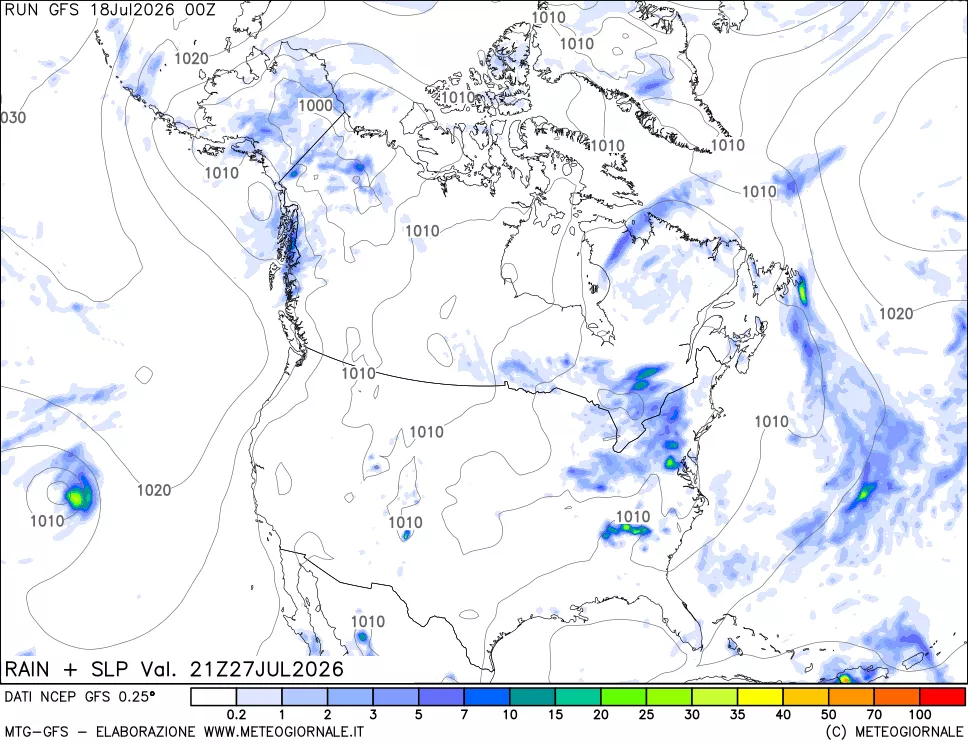 mappa Precipitazioni e pressione SLM