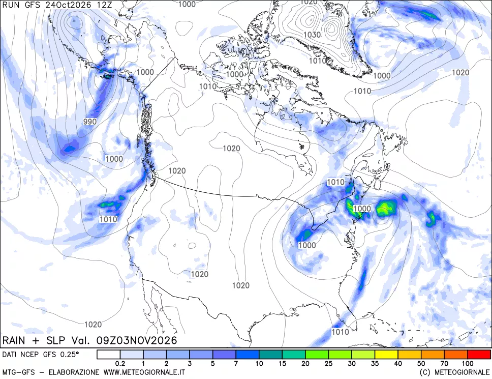 mappa Precipitazioni e pressione SLM