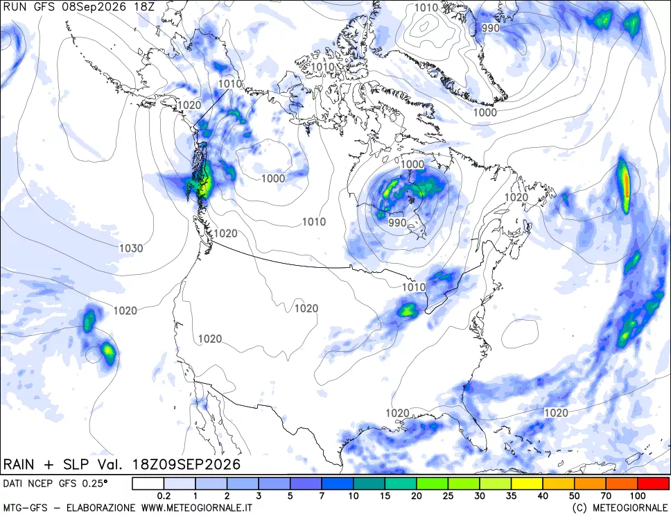 mappa Precipitazioni e pressione SLM