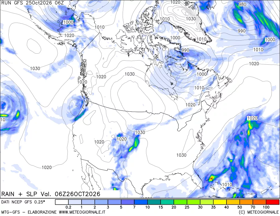 mappa Precipitazioni e pressione SLM