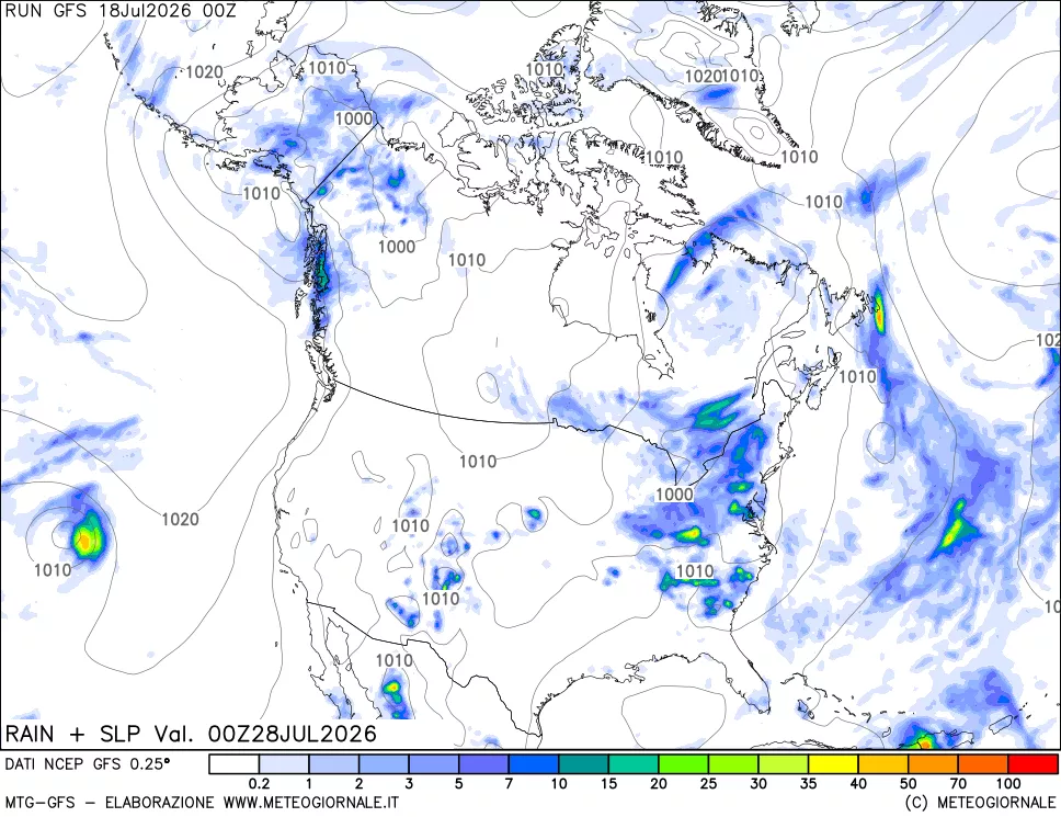 mappa Precipitazioni e pressione SLM