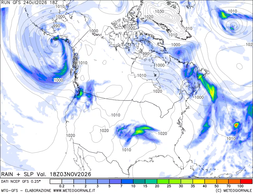 mappa Precipitazioni e pressione SLM