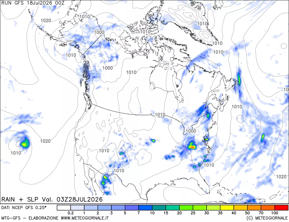 mappa Precipitazioni e pressione SLM
