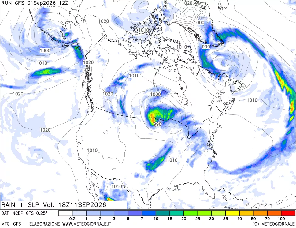 mappa Precipitazioni e pressione SLM