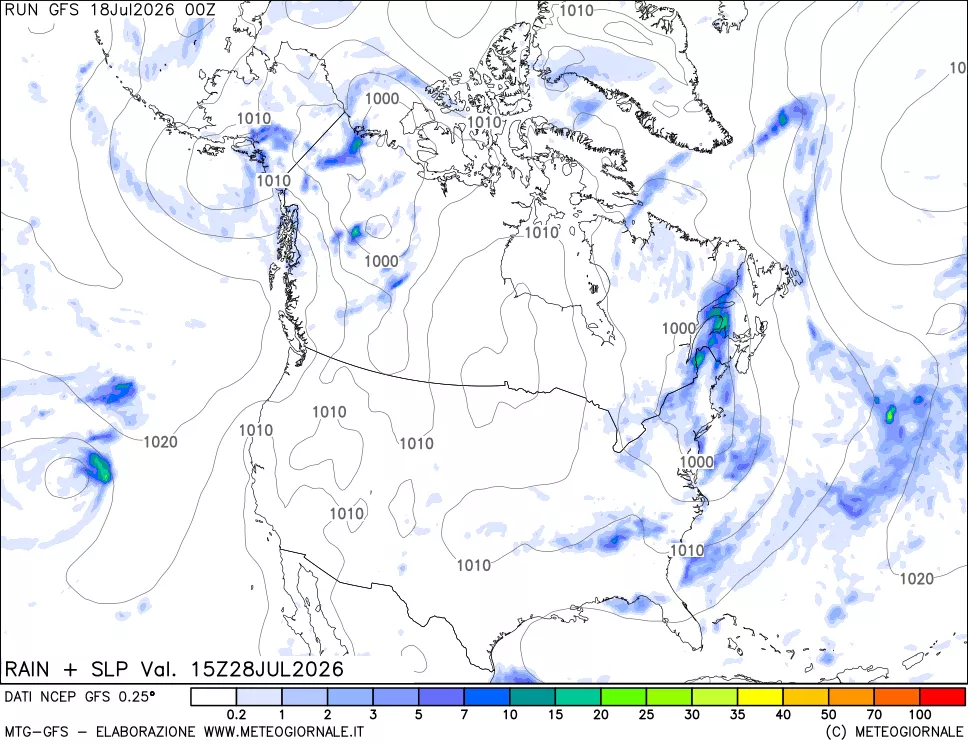 mappa Precipitazioni e pressione SLM