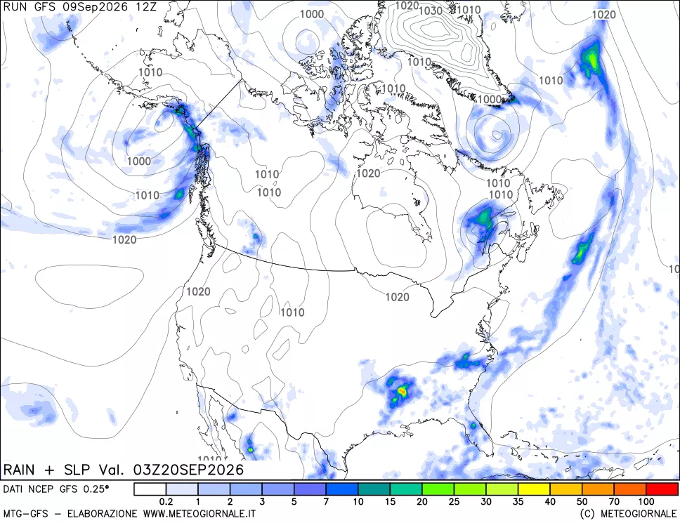 mappa Precipitazioni e pressione SLM