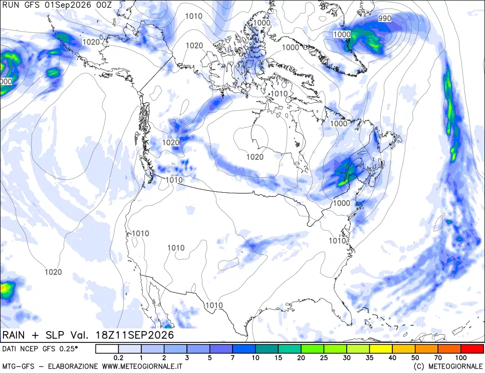 mappa Precipitazioni e pressione SLM