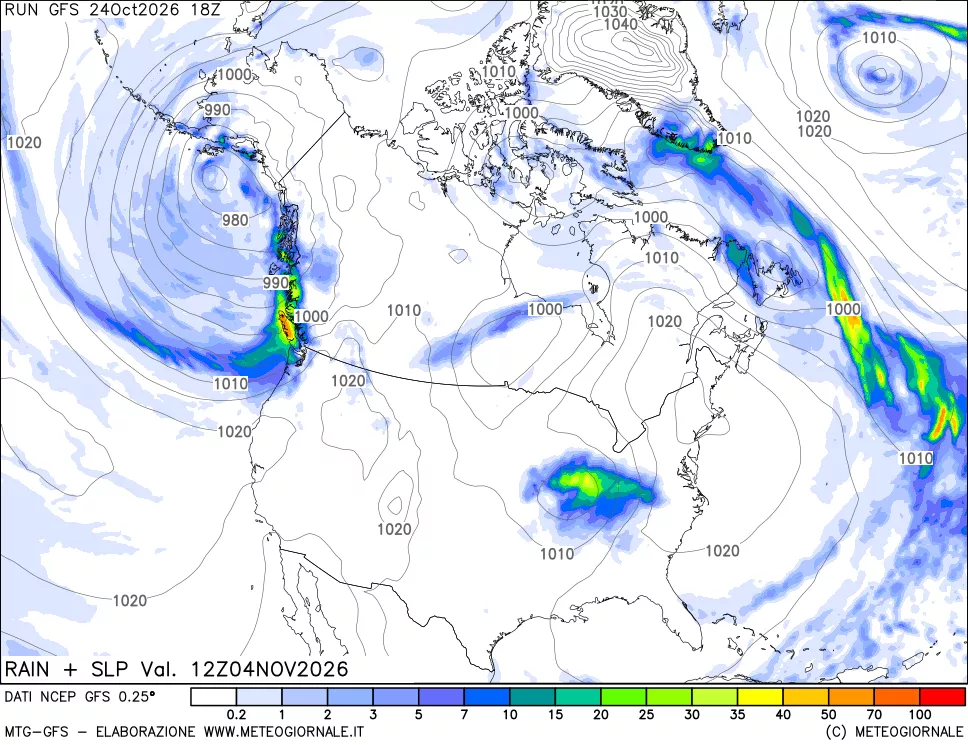 mappa Precipitazioni e pressione SLM