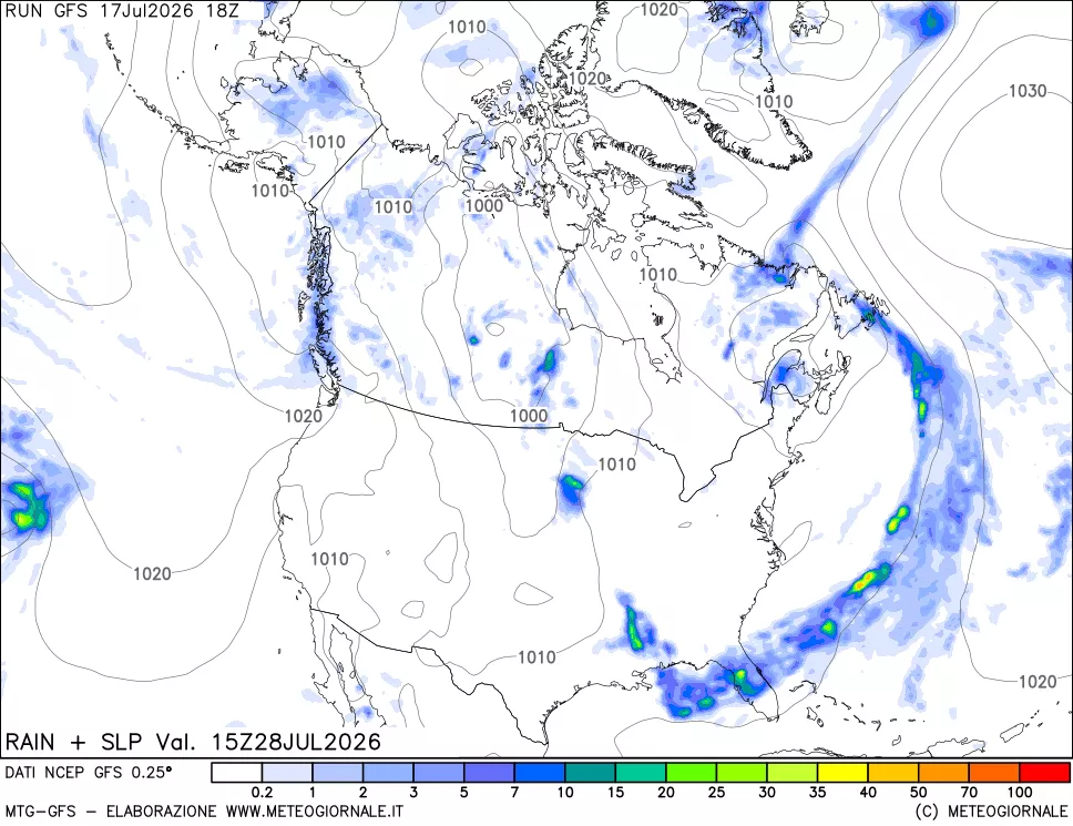 mappa Precipitazioni e pressione SLM