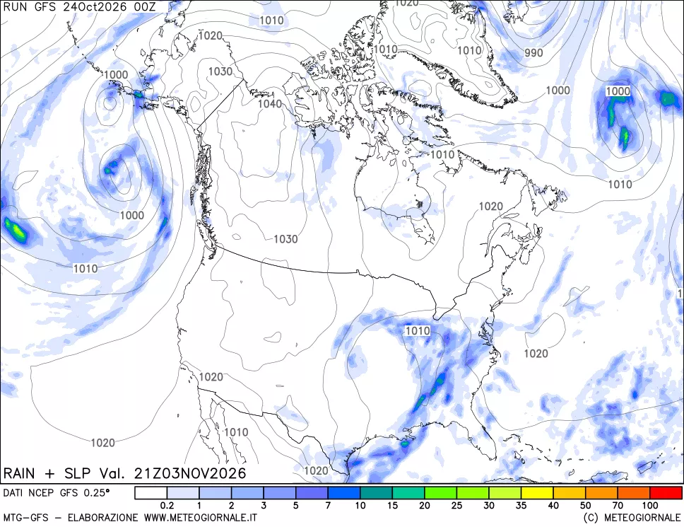 mappa Precipitazioni e pressione SLM