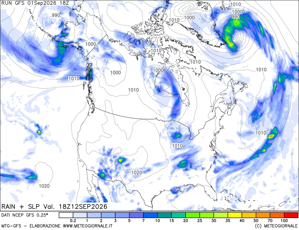 mappa Precipitazioni e pressione SLM