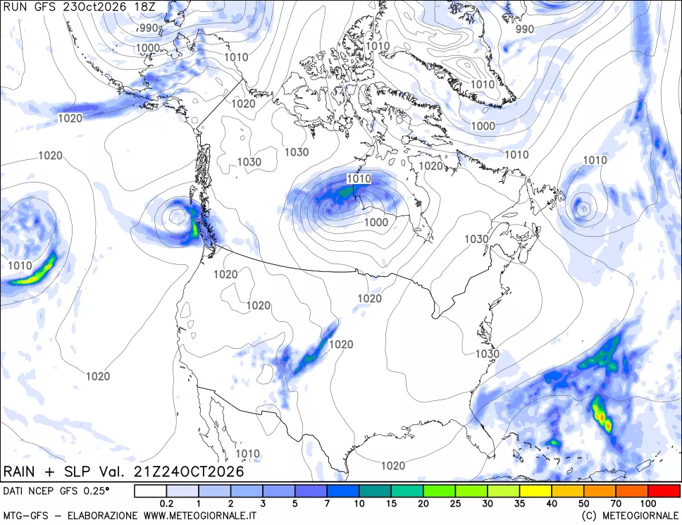 mappa Precipitazioni e pressione SLM