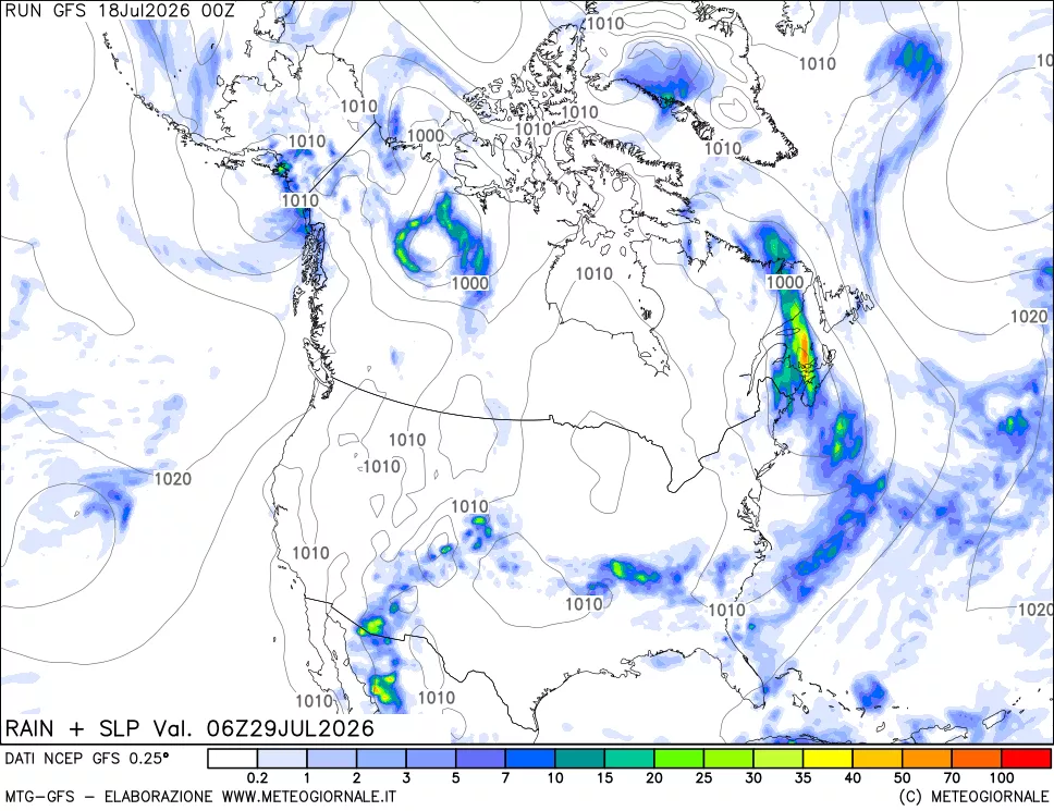 mappa Precipitazioni e pressione SLM