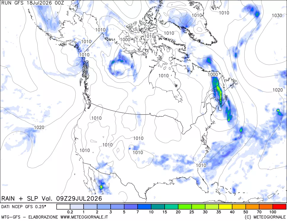 mappa Precipitazioni e pressione SLM