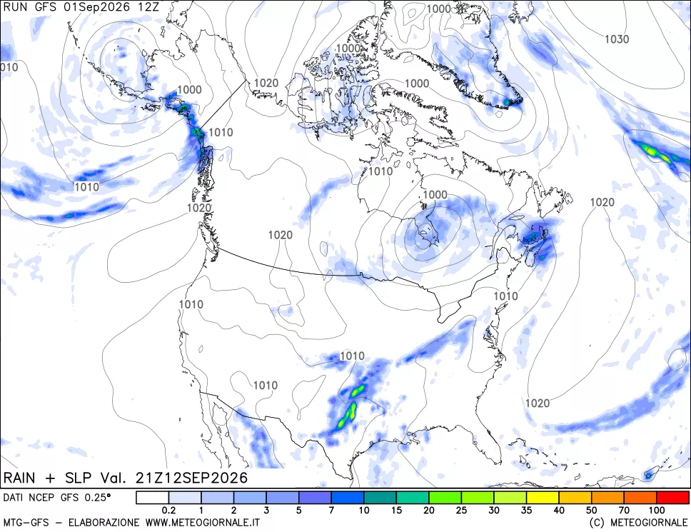 mappa Precipitazioni e pressione SLM