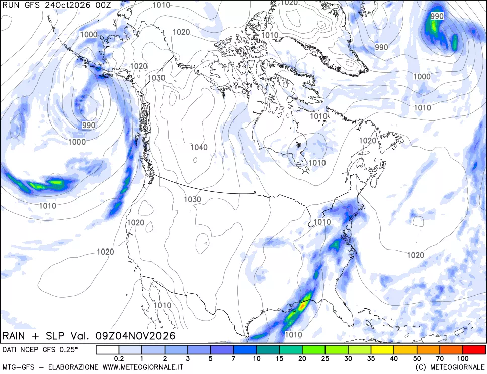 mappa Precipitazioni e pressione SLM