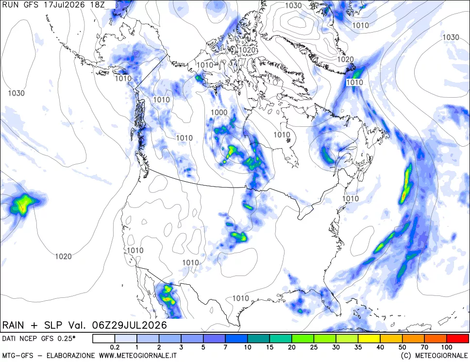 mappa Precipitazioni e pressione SLM