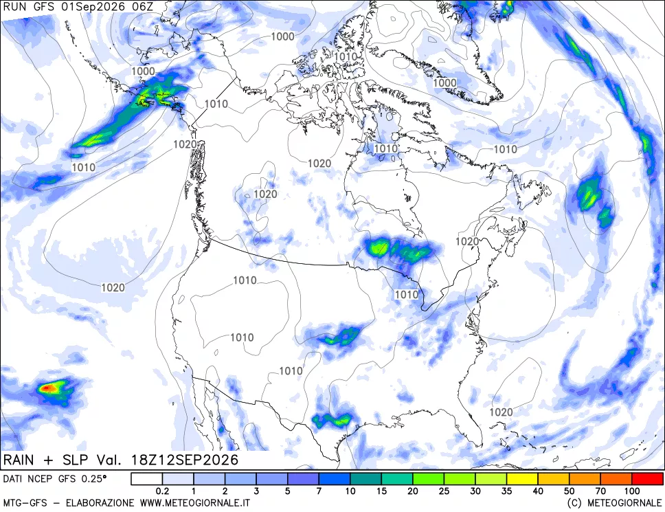 mappa Precipitazioni e pressione SLM
