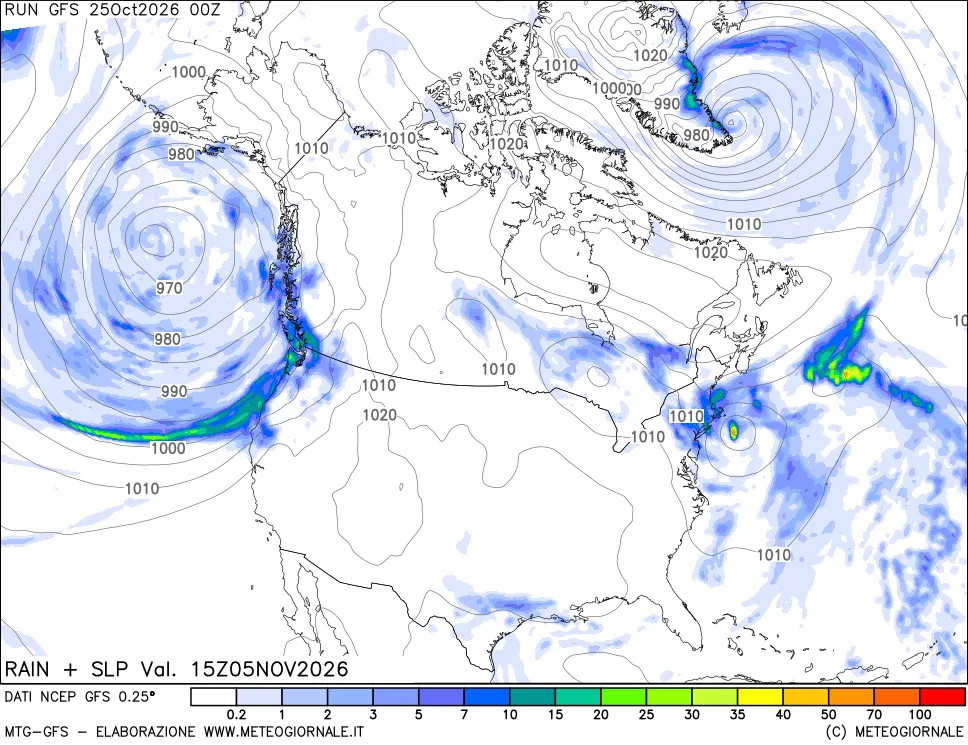 mappa Precipitazioni e pressione SLM