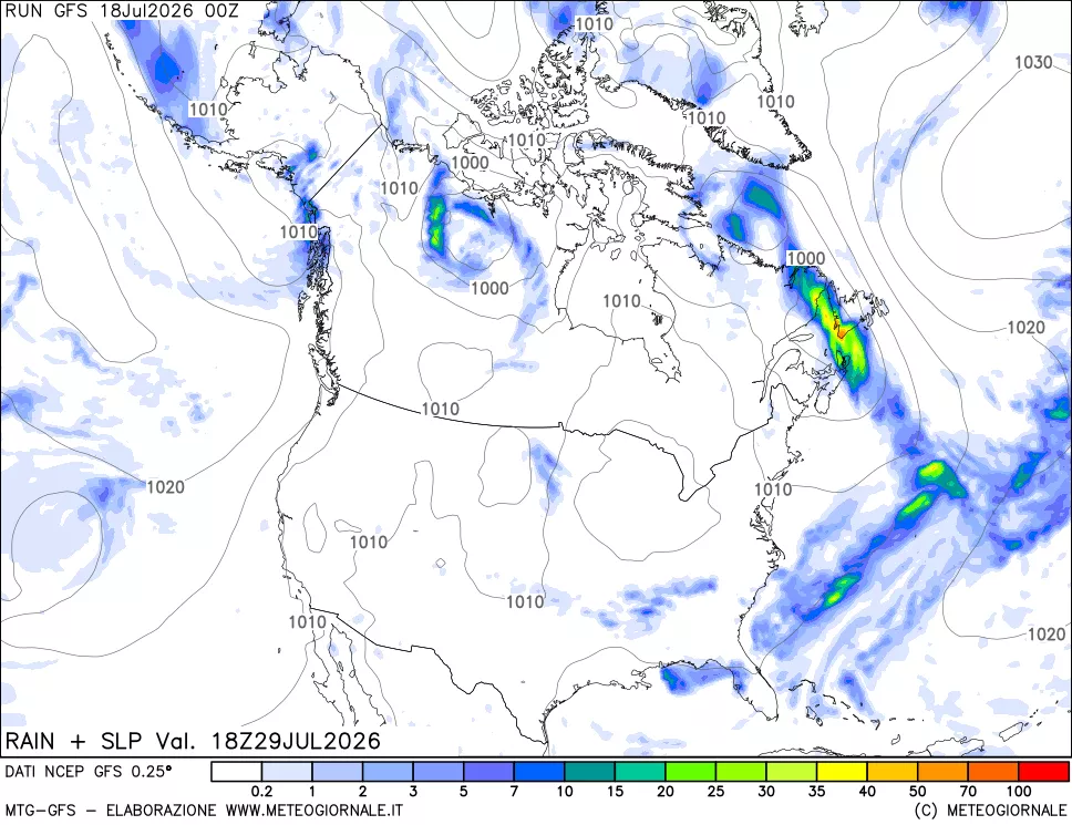 mappa Precipitazioni e pressione SLM