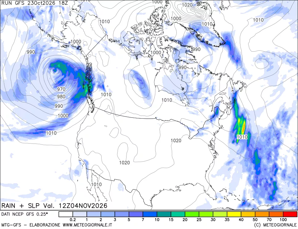 mappa Precipitazioni e pressione SLM