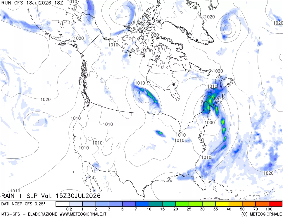 mappa Precipitazioni e pressione SLM
