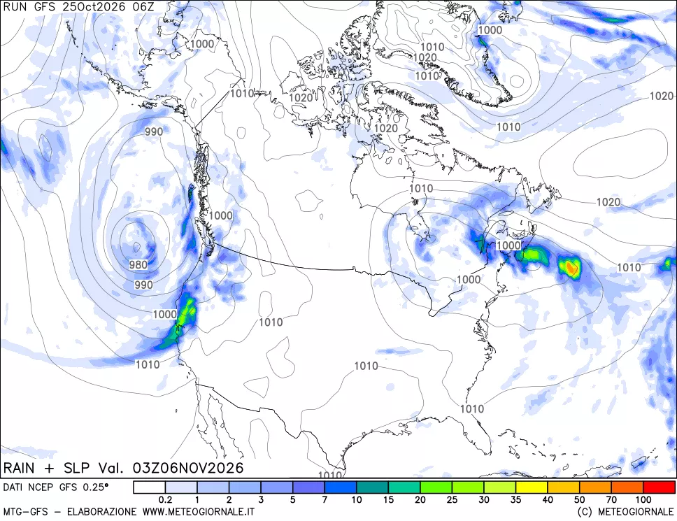 mappa Precipitazioni e pressione SLM