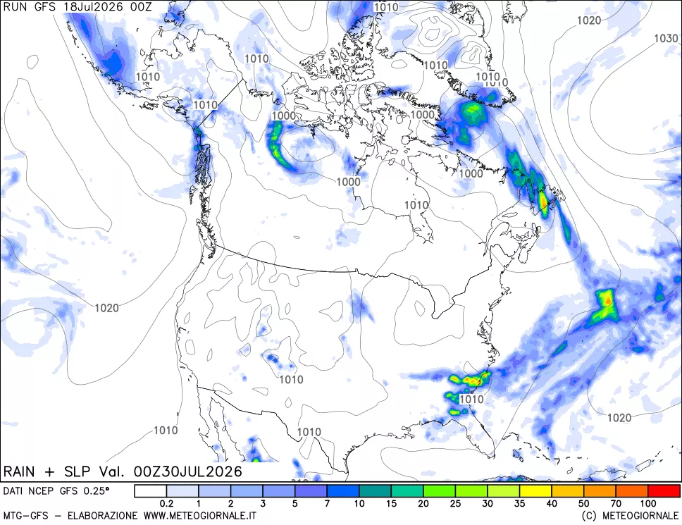 mappa Precipitazioni e pressione SLM