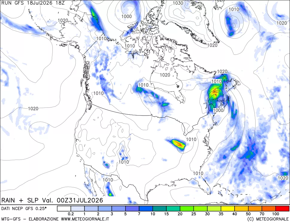 mappa Precipitazioni e pressione SLM