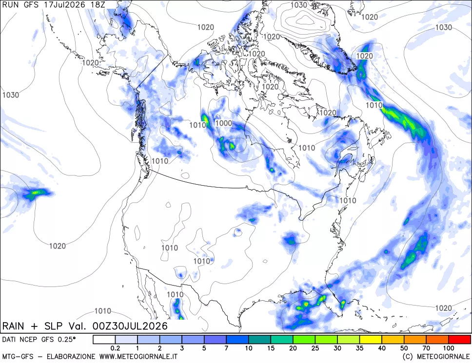 mappa Precipitazioni e pressione SLM