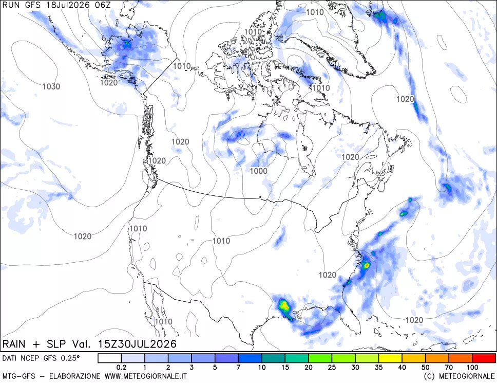 mappa Precipitazioni e pressione SLM