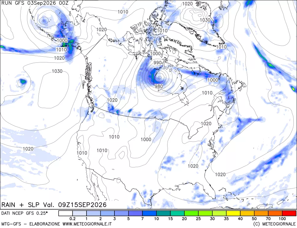 mappa Precipitazioni e pressione SLM