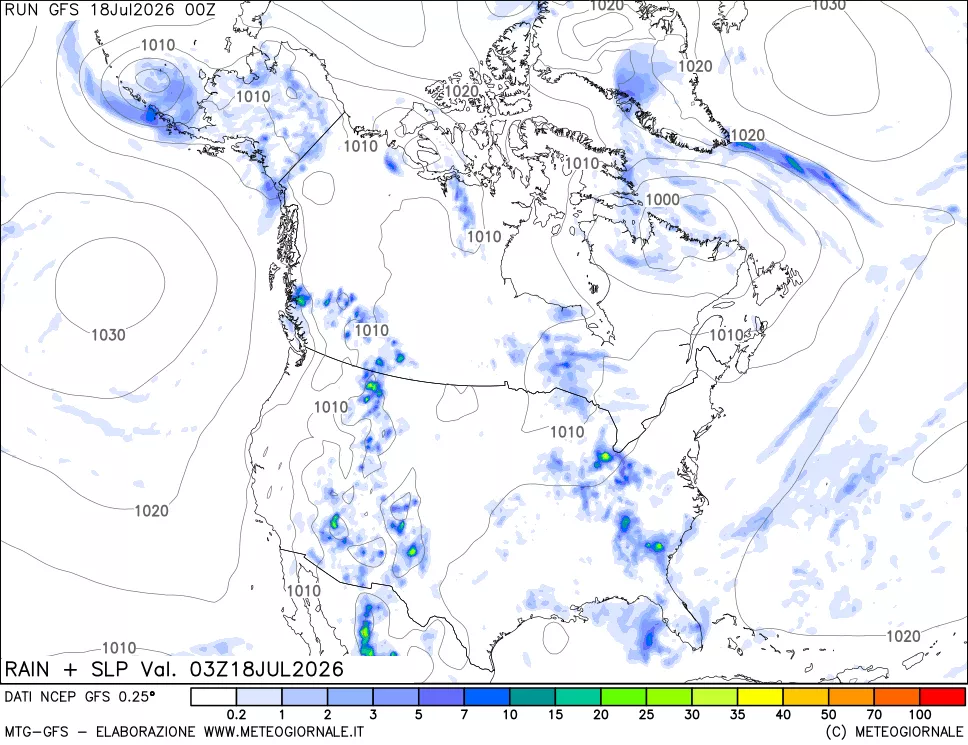 mappa Precipitazioni e pressione SLM