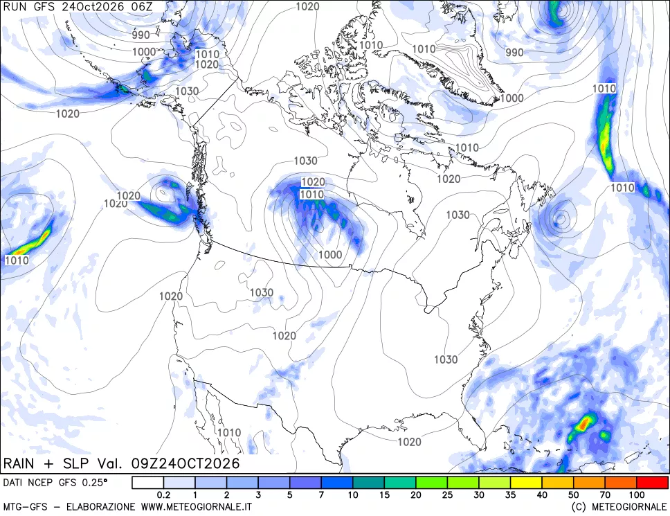 mappa Precipitazioni e pressione SLM