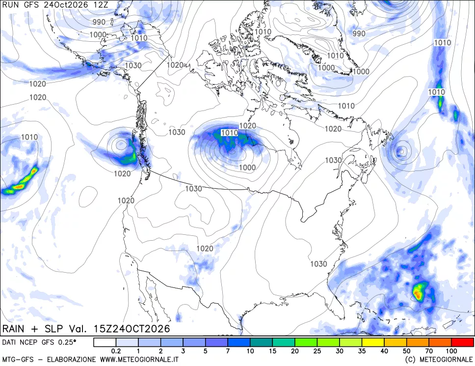 mappa Precipitazioni e pressione SLM
