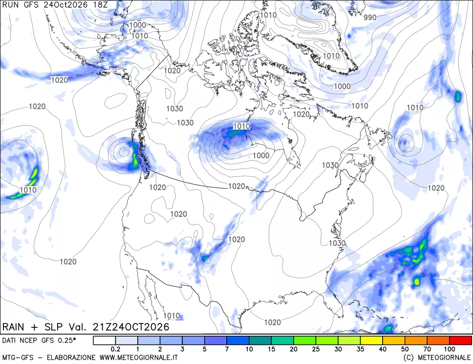 mappa Precipitazioni e pressione SLM