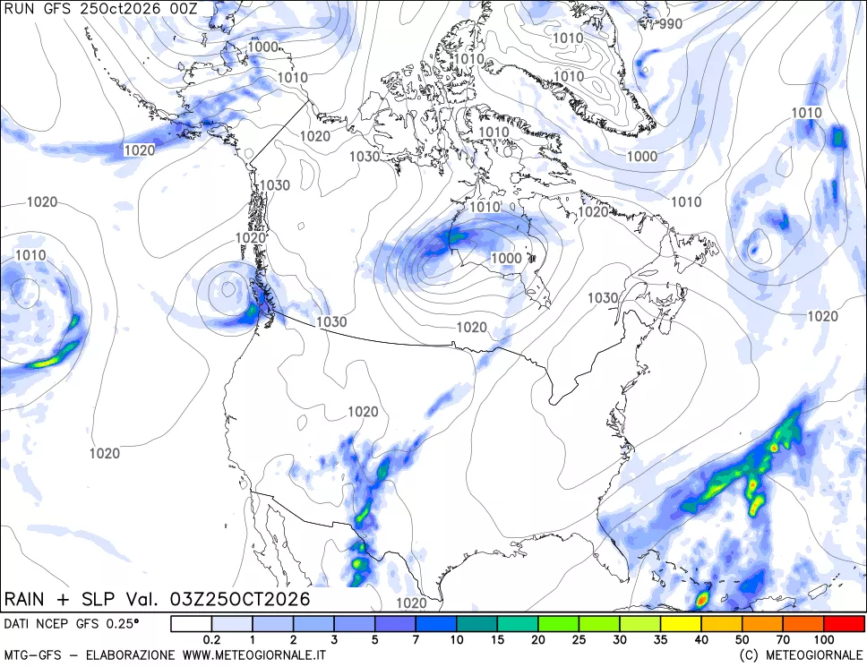 mappa Precipitazioni e pressione SLM