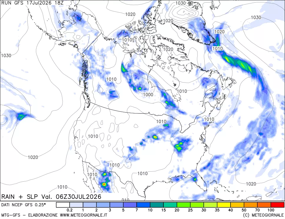 mappa Precipitazioni e pressione SLM