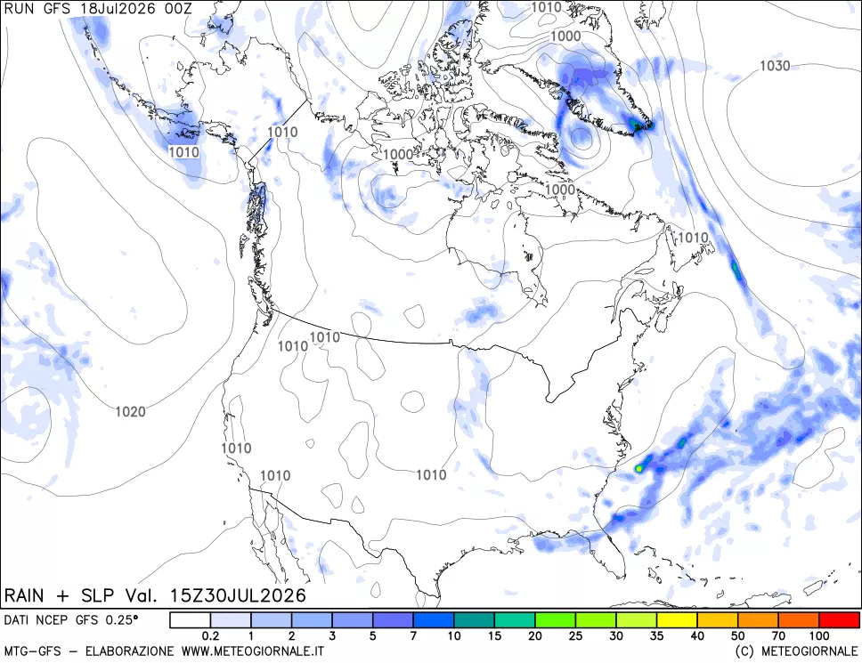 mappa Precipitazioni e pressione SLM