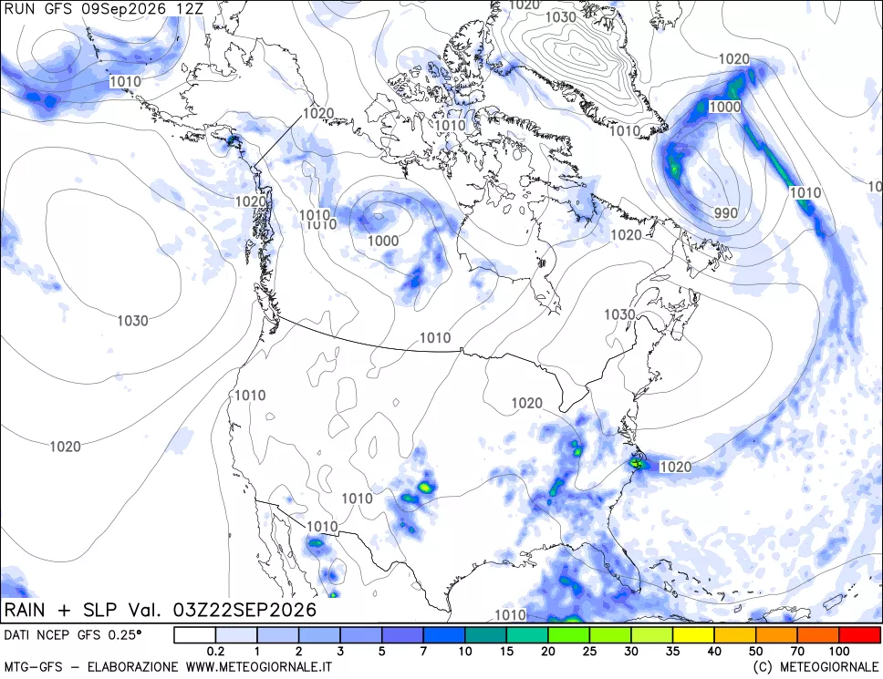 mappa Precipitazioni e pressione SLM