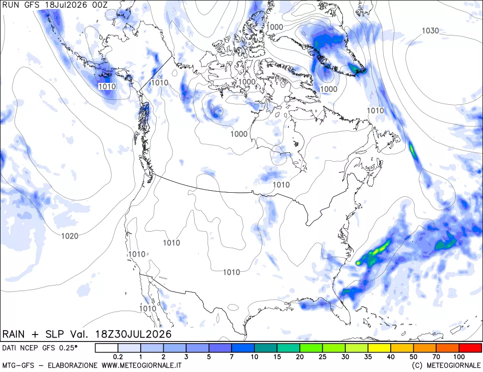 mappa Precipitazioni e pressione SLM